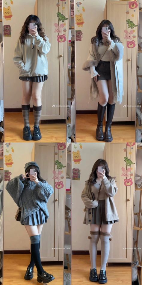 Loner Outfit, How To Dress Cute, Kawaii Fall Outfits, Thick Legs Outfit, Outfit Ideas With Skirt, Comfy Stylish Outfits, Egirl Looks, Streetwear Cute, Curvy Casual Outfits