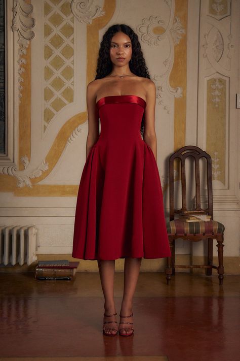 Autumn Trends, Modern Muse, Strapless Midi Dress, Silk Charmeuse, Elegant Dress, Fold Over, S Models, Scarlet, Timeless Pieces