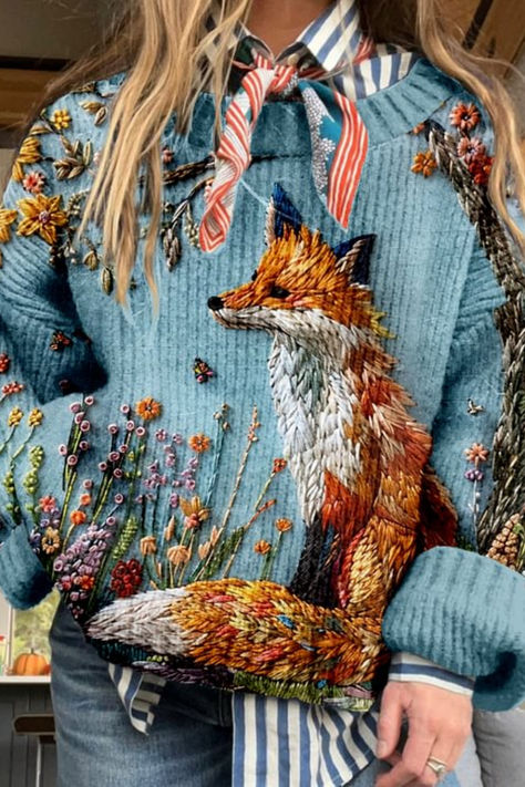 🍁🎃🦊Fox, maple leaves and pumpkins. Your fall wardrobe needs an update. Fashion never goes out of style . #LinenSet #Linen #Cotton #Dresses #Jumpsuit🛒 Up to 49% off this week Fall Knit Sweater, Fall Knitting, Fox Embroidery, Animal Sweatshirt, Maple Leaves, Embroidered Clothes, Credit Card Debit, Lcd Screen, Embroidery Art