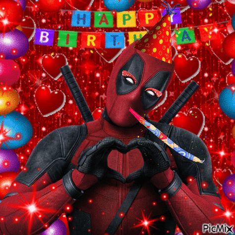 Happy Birthday Man Gif, Happy Birthday Marvel, Deadpool Happy Birthday, Deadpool Gif, Happy Birthday Animation, Birthday Marvel, Deadpool Birthday, Gif Quotes, Happy Birthday Emoji