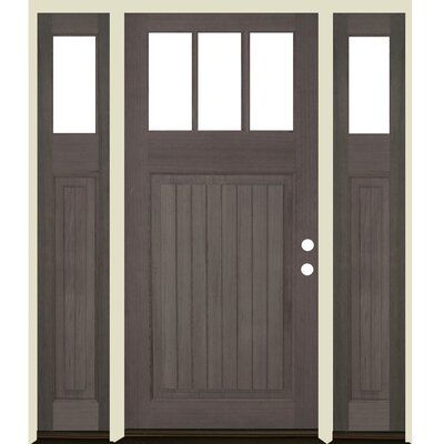 UberDoors Douglas Fir 3-LIte 1 Panel V-Grooved Front Entry Door is made with quality and beauty at every step. This classic farmhouse style is constructed with high strength Douglas Fir wood for lasting performance and comes with matching sidelight. Customize your door by selecting from our different sizes and stain options to make it your own masterpiece. Finish: Gray, Door Orientation: Left Hand Craftsman Style Front Doors, Prehung Exterior Door, Entry Door With Sidelights, Douglas Fir Wood, Craftsman Door, Wood Exterior Door, Gorgeous Doors, Double Front Doors, V Groove