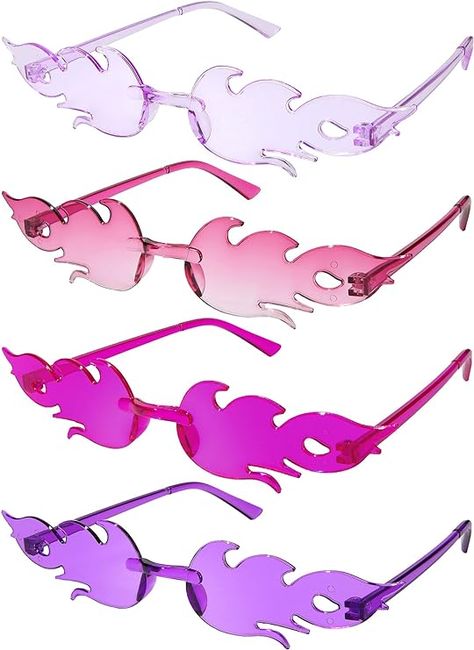 EBOOT 4 Pairs Fire Flame Glasses Rimless Flame Fire Sunglasses for Mardi Gras St.patrick's Day Women Men Cosplay look fire this halloween. Fire Glasses, Fire Sunglasses, Costumes 2023, Men Cosplay, Purple Flame, Fire Flame, Male Cosplay, Field Day, Housewarming Party