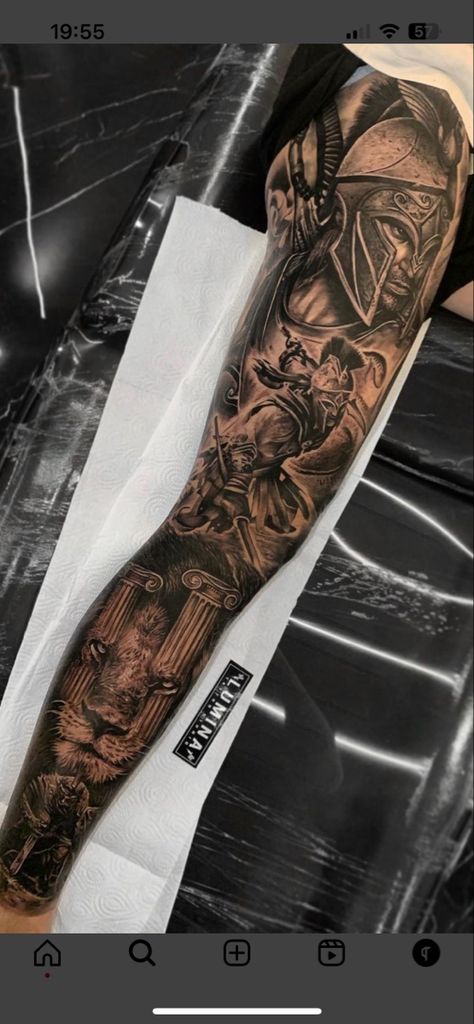 Spartan Leg Tattoo, Leg Sleeve Tattoo Men Full, Leg Sleeve Tattoo Men, Full Leg Tattoo Men, Sleeve Tattoo Men, Full Leg Tattoo, Spartan Tattoo, Full Leg Tattoos, M Tattoos