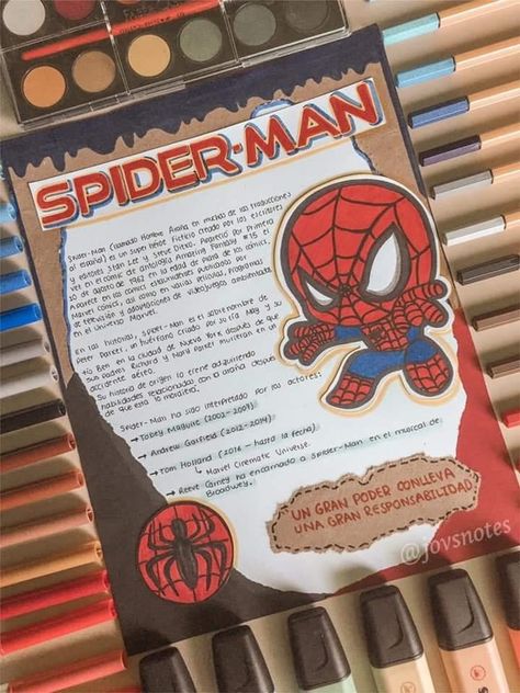 Spider Man Things To Make, Spiderman Scrapbook Ideas, Spiderman Journal Page, Spiderman Love Letter, Spiderman Notes, Spiderman Gifts, Spiderman Art Sketch, The Amazing Spiderman, Creative Gifts For Boyfriend