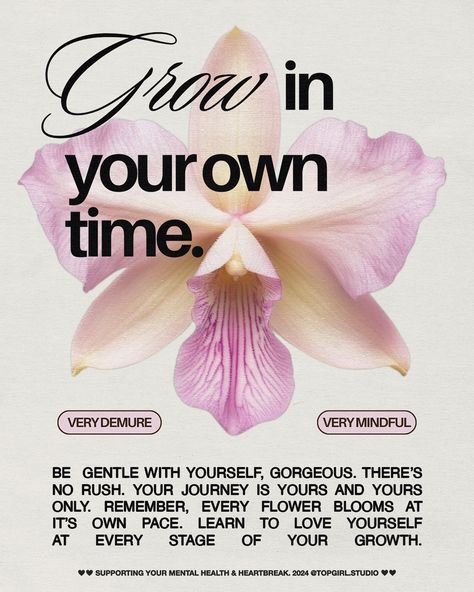 Inspire Quotes Wallpaper, Positive Self Motivation Quotes, Flower Wallpaper Quotes, Pretty Girls Quotes, Flower Affirmations, Orchid Quotes, Quotes About Self Growth, Demure Quotes, Quotes With Flowers