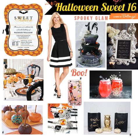 How to Plan a Halloween Sweet 16 at Home http://www.bellenza.com/party-ideas/birthday-celebrations/plan-halloween-sweet-16-home  #halloweenparty #halloween #halloweensweet 16 #sweet16 #halloweenglam #glamhalloween Sweet 16 At Home, Black Table Setting, Halloween Sweet 16, Halloween Treat Bags Diy, Halloween Theme Birthday, 16th Birthday Cake, Sweet 16 Party Invitations, Sweet 16 Favors, Perfect Halloween Party