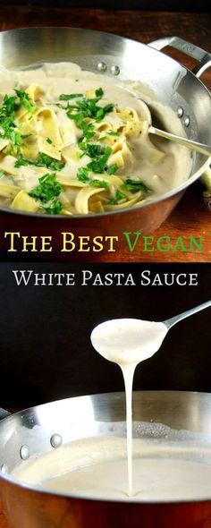 Vegan White Sauce, Wfpb Sauces, White Pasta Sauce, White Sauces, Vegan Gravy, White Sauce Pasta, Vegan Dressing, Vegan Pasta Recipes, Vegan Italian