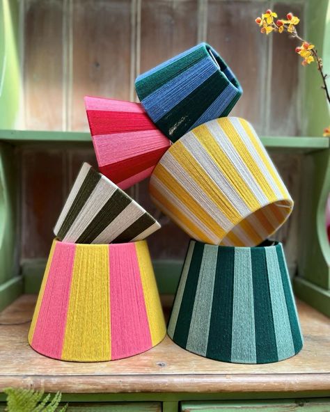 LIGHT BULB MOMENT ! 🔴🟠🟡🟢🔵🟣 Adore these beautiful string lampshades from emerging brand @hueandshades_ ✨💫 With a selection of vibrant pop colours you can add that extra touch by choosing your very own colour palette! Whether you’re looking for something bold , or perhaps something a little more muted … @hueandshades_ have you covered with their range of gorgeous lamp shades! 💡🌈✨💫 #theforevercurates #interiorstyle #interiorstylist #homestyle #curated #curatededit #loveyourhome #personalise... Colourful House Decor, Upcycle Lampshade, Colourful Lampshades, Funky Lampshades, Diy Lamp Shade Makeover, String Lampshade, Lamp Shade Diy, Lampshade Art, Colour Stripes