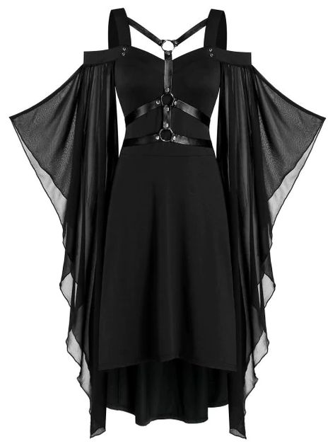 Batwing Sleeve, High Low, A Woman, Black Dress, Lace Up, Halloween, Dresses, White, Black