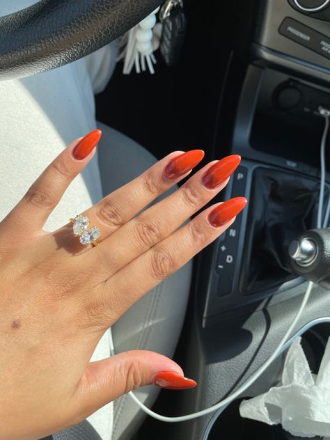 Burnt Orange Red Nails, Orangy Red Nails, Burnt Orange French Tip Nails, Dark Orange Nails Fall, Rust Colored Nails, Orangey Red Nails, Rust Orange Nails, Terracotta Nails, Burnt Orange Nails