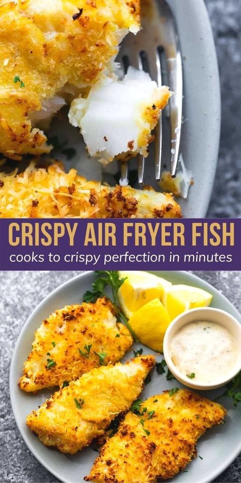 Crispy Air Fryer Fish, Sweet Peas And Saffron, Air Fried Fish, Air Fryer Fish Recipes, Deep Fried Fish, Air Fryer Fish, Cooks Air Fryer, Air Fried Food, Air Fryer Oven Recipes