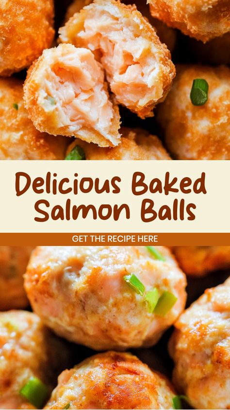 Indulge in deliciousness with these flavorful baked salmon balls! Perfect for a light and satisfying meal, these are packed with savory goodness in every bite. Easy to make and full of nutritious ingredients, they make a great addition to any menu. Whether served as an appetizer, snack, or part of a main dish, these baked salmon balls are guaranteed to impress. Elevate your culinary skills and treat yourself to something special with this delightful recipe that will surely become a family favori Salmon Balls Recipes, Salmon Appetizers For Party, Salmon Balls, Best Baked Salmon, Salmon Appetizer Recipes, Salmon Meatballs, Salmon Bites Recipe, Shrimp Balls, Best Salmon Recipe