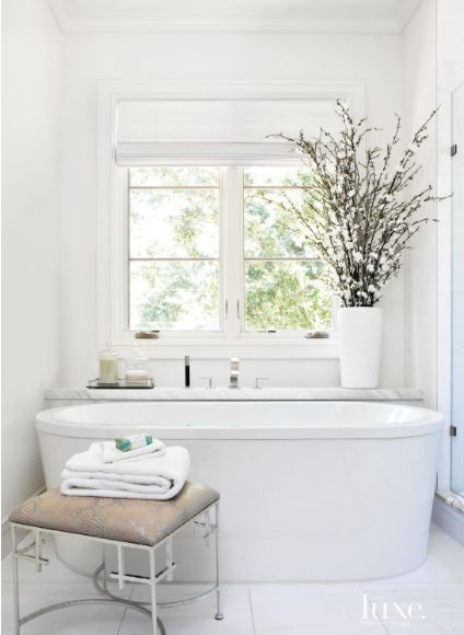 All White Bathroom, Marble Tub, Standing Tub, Stand Alone Tub, Bathroom Stuff, White Tub, Tub Ideas, Master Bath Remodel, Standing Bath