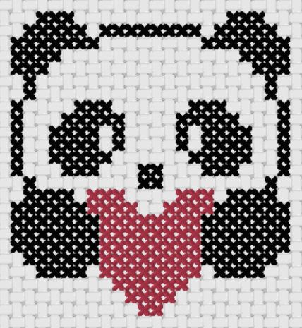 Preview of Simple cross stitch patterns: Panda Love Cross Stitch Panda Pattern, Panda Cross Stitch Pattern Free, Simple Cross Stitch Designs, Cute Animal Cross Stitch, Geek Cross Stitch Patterns Free, Easy Cross Stitch Patterns Free Simple, Cross Stitch Patterns Simple, Cute Cross Stitch Patterns Free, Easy Cross Stitch Patterns For Beginners