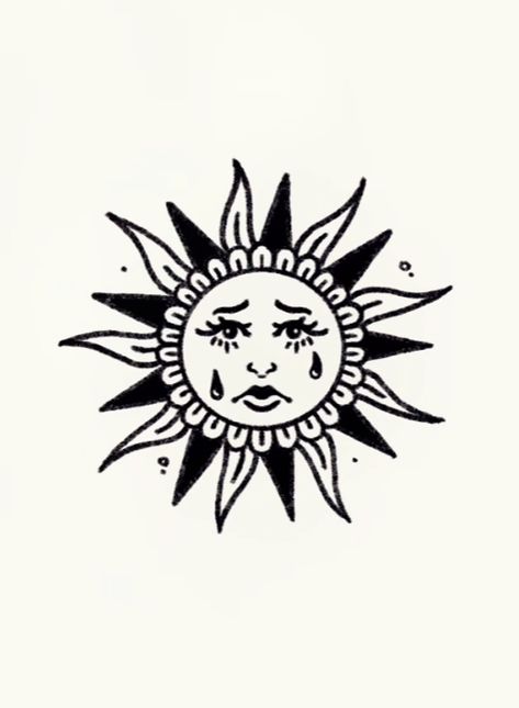 Trad Sleeve, Traditional Sun Tattoo, Traditional Tattoo Black And White, Traditional Tattoo Outline, Traditional Tattoo Drawings, Romantic Tattoo, Shin Tattoo, Traditional Tattoo Inspiration, Hippie Tattoo