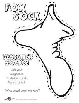 Dr Seuss Math Activities Kindergarten, Fox In Sox Dr Seuss Craft, Dr Suess Coloring Pages Printables Free, Sock Template Free Printable, Dr Seuss Activities Kindergarten, Dr Seuss Wacky Wednesday Activities, Dr Seuss Coloring Pages Printables Free, The Foot Book Activities, Dr Suess Printable