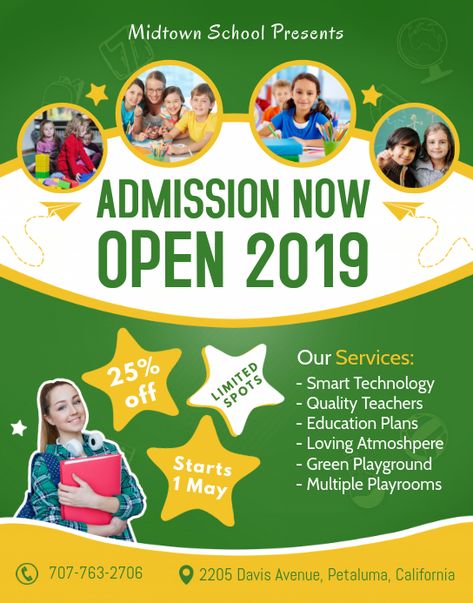 Customize 1,030+ School Admission Flyer Templates | PosterMyWall Admission Open Poster, Posters For School, Class Rules Poster, School Advertising, Admissions Poster, Social Media Posting Schedule, School Template, School Poster, Green School