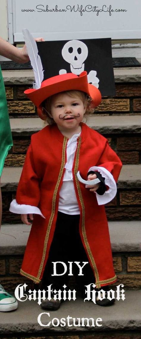 Diy Captain Hook Costume, Diy Pirate Costume For Kids, Hook Costume, Homemade Pirate Costumes, Captain Hook Costume, Diy Costumes Kids Boys, Pirate Costume Kids, Halloween Costumes Women Creative, Pirate Costume Diy