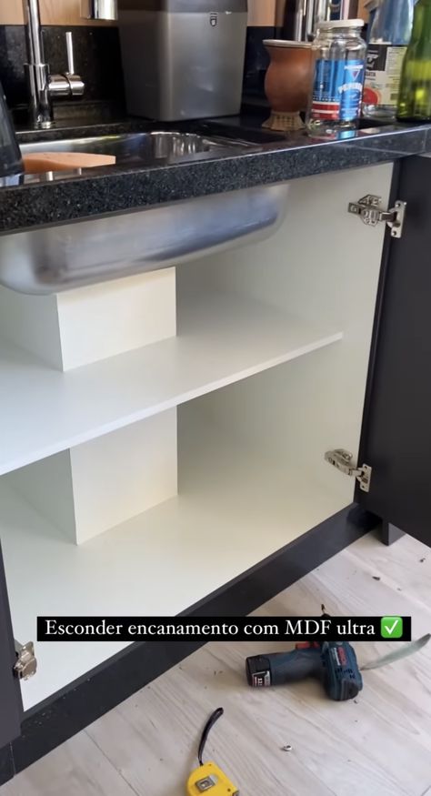 Under Sink Shelves, Under Sink Storage Ideas, Under Sink Drawers, Kitchen Sink Diy, Under Bathroom Sink, Under Kitchen Sink, Home Updates, Kitchen Sink Organization, Under Sink Cabinet