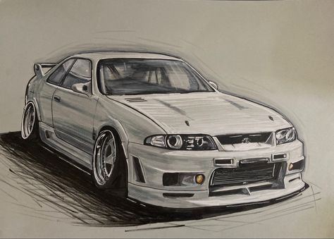 #drawing #cardrawing #nissan #drawingnissan #nissanskyline Nissan Skyline Sketch, Nissan Skyline Drawing, Nissan Gtr Drawing, Gtr Drawing, Skyline Drawing, Nissan Skyline R33, Skyline R33, Nissan Gtr Skyline, Nissan Cars