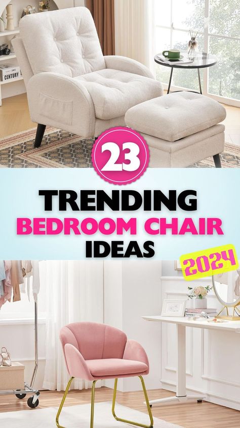 Elevate your bedroom with the most stylish and practical chair options from Amazon in 2024, perfect for cozy corners and reading nooks. Bedrooms With Chairs Ideas, Wooden Room Chairs Bedrooms, Chair For Master Room, Dorm Chair Ideas, Small Bedroom Seating Ideas, Bedroom Chair Ideas, Dorm Chairs, Teenage Girl Room, Bedroom Upgrade