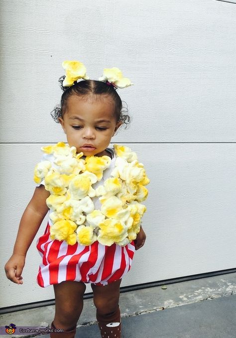 Baby Popcorn Costume, Popcorn Costume Diy, Halloween Crazy Hair, Diy Baby Halloween Costumes, Sister Halloween Costumes, Corn Costume, Popcorn Costume, Children Halloween Costumes, 2015 Halloween Costumes