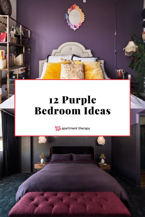 Best Purple For Bedroom, Plum Wall Color Bedroom, Bedrooms With Purple Walls, Boho Bedroom Purple Walls, Charcoal And Purple Bedroom, Plum Color Bedroom Ideas, Dark Purple Ceiling, Bedroom Ideas With Purple Walls, Deep Purple Bedroom Walls