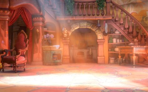 Attic- Rapunzel's Room Rapunzel Background Landscape, Rapunzel Room, Rapunzel Castle, Tangled Tower, Zoom Wallpaper, Tangled Wallpaper, Rapunzel Tower, Doll Backgrounds, Film Trailer