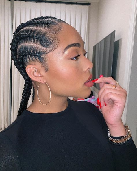 Find out the history behind cornrows, learn how to cornrow braid your hair and get inspired with our gallery of the best cornrow styles. Long Cornrows, Faux Locs Styles, Tristan Thompson, Jordyn Woods, Small Braids, Cornrow, Cornrow Hairstyles, Cornrows Braids, African Braids