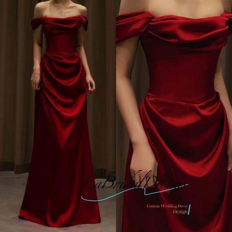 Red Prom Dresses Long Elegant Classy, Red Dresses Classy Elegant, Red Gala Dress Classy, Deep Red Prom Dress, Red Elegant Dress, Gown Aesthetic, Elegant Red Dress, Red Silk Dress, Fancy Gowns