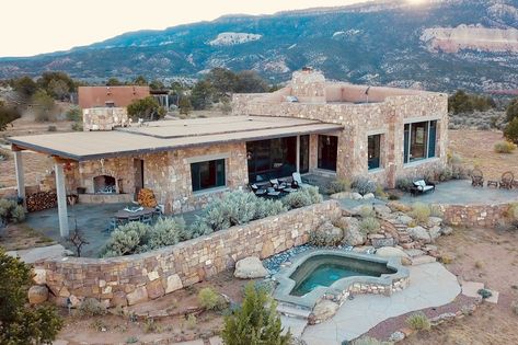 New Mexico Ranch, Modern Concrete Home, Amatitlan, Steel And Concrete, Hills And Valleys, Concrete Home, Reflecting Pool, Red Hill, Art Deco Home