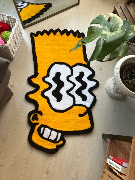 LSD Bart Rug , Custom Rug , Handmade Tufted Rug , Trippy Rug , Streetwear , Cartoon Rug , Psychedelic Rug Making Ideas, Trippy Rugs, Trippy Rug, Streetwear Cartoon, Cartoon Rug, Funky Rugs, Tufted Rugs, Circle Rug, Hand Tufted Rugs