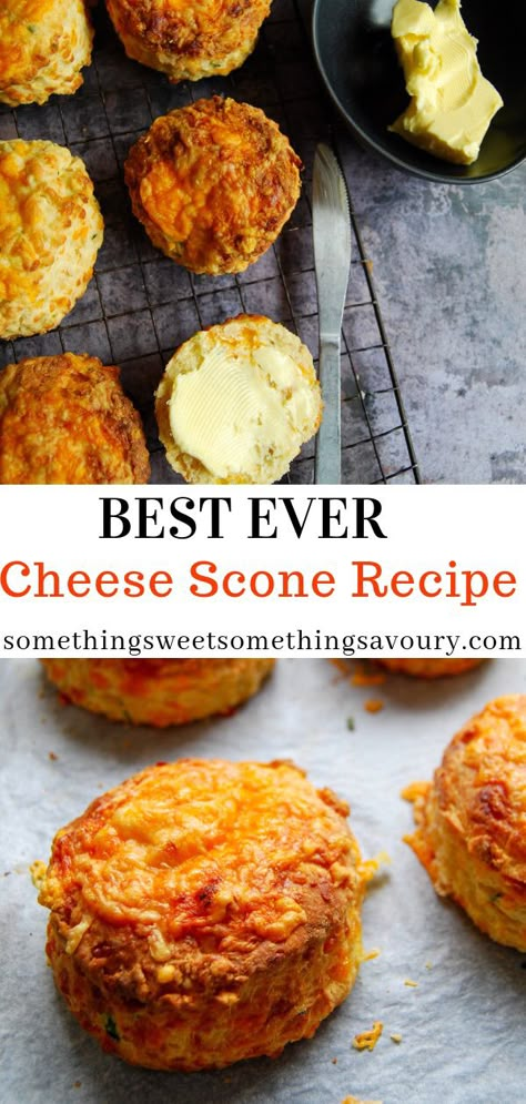 Cheese Muffins Cheddar, Best Cheese Scones Recipe, Scones Recipe English, Cheddar Cheese Scones Recipe, Cheddar Cheese Scones, Plain Flour Recipes, Red Leicester Cheese Recipes, Plain Scones Recipe, Fluffy Scones Recipe