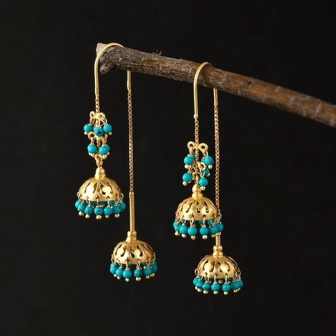 Unique Wedding Earrings, Gold Earrings Models, Gold Jewellry, Silver Jewellery Indian, Fake Jewelry, Gold Jewelry Stores, Jhumki Earrings, Indian Earrings, Gold Earrings Designs