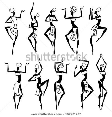 Dancing woman in the ethnic style. Vector collection. Kokopelli Art, African Paintings, Scrapbook Printing, Afrikaanse Kunst, African Art Paintings, Africa Art, Woman Silhouette, African Animals, African Women