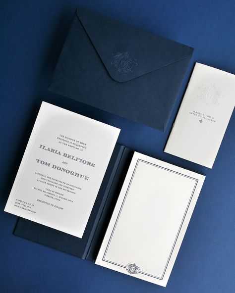 Classic navy blue wedding invitation suite Navy Blue And White Wedding Invitations, Navy Blue White And Gold Wedding Invitations, Dark Blue Wedding Invitations, Navy Blue Invitations Wedding, Navy Blue Packaging, Navy Blue Invitations, Wedding Invitation Navy Blue, Blue Gold Wedding Invitation, Cream Wedding Invitations