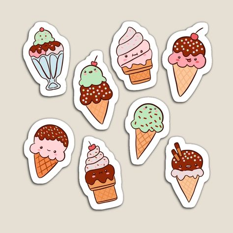 Get my art printed on awesome products. Support me at Redbubble #RBandME: https://www.redbubble.com/i/magnet/Cute-ice-cream-pattern-by-Yarafantasyart/140913559.TBCTK?asc=u Ice Cream Cute, Ice Cream Pattern, Emoji Stickers Iphone, Cute Ice Cream, Printed Stickers, Happy Stickers, Emoji Stickers, Plastic Stickers, Sticker Ideas