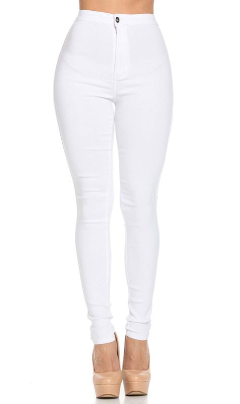 Comfortable Dress Pants, White High Waisted Jeans, Pu Leggings, High Wasted Jeans, Womens White Jeans, Jeans Store, Jeans Models, Stretchy Pants, Jeans Material