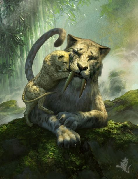 ArtStation - MTG:Temur-Sabertooth Dnd Sabertooth Tiger, Sabertooth Tiger Fursona, Sabertooth Tattoo, Sabertooth Tiger Art, Sabertooth Art, Sabretooth Tiger, Sabertooth Tiger, Prehistoric Wildlife, Mythical Creatures Fantasy