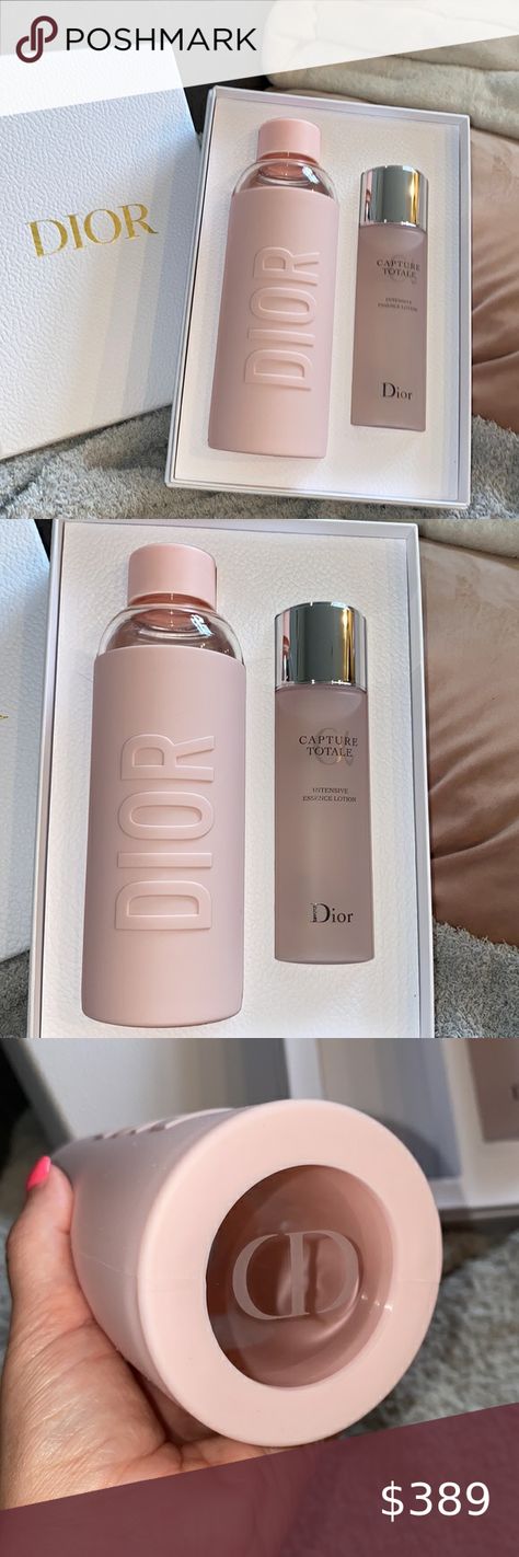 Dior water bottle Dior Shower Products, Dior Water Bottle, Pink Water Bottle Aesthetic, Coquette Water Bottle, Dior Bottle, Luxury Water Bottle, Water Bottle Aesthetic, Pink Water Bottle, Pink Gym