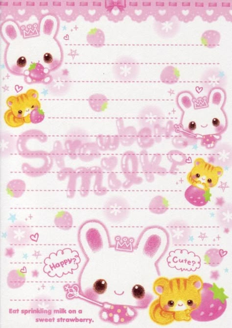 Kawaii Printables, Memo Template, Memo Pad Design, My Melody Wallpaper, Note Writing Paper, Memo Paper, Printable Scrapbook Paper, Strawberry Milk, Cute Notes