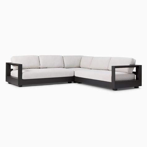 Telluride Aluminum Outdoor 3-Piece L-Shaped Sectional (113") Black Outdoor Sectional, L Shaped Sectional, Patio Couch, Aluminum Furniture, L Shaped Sofa, Patio Seating, Outdoor Sectional, Polyurethane Foam, Aluminum Frame