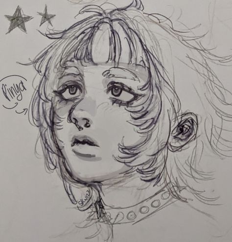 Magical Hairstyles Drawing, Fem Oc Art, Cool Character Design Ideas, Messy Sketches Aesthetic, Sketch Page Ideas, Jellyfish Haircut Drawing, Person Art Reference, Draw Your Ship Like This, Unique Artstyles