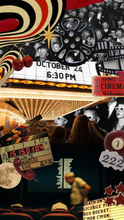 red cinema collage Kino Aesthetic, Cinema Moodboard, Hollywood Collage, Wallpaper Cinema, Cinema Collage, Theatre Collage, The Movies Aesthetic, Movie Poster Aesthetic, Zine Project