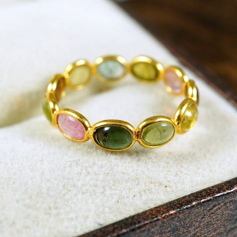 Natural Multi Tourmaline Eternity Band Handmade Ring Multi Gemstone Ring 925 Sterling Silver 18k Gold Flash Ring Gift for Her - Etsy Size 4 Ring, Affordable Gold Rings, Silver And Gold Jewelry Mixing Rings, Silver And Gold Rings Mixing, Chunky Gemstone Rings, Colorful Gold Jewelry, Ring Presentation Ideas, Cute Gold Rings, Aesthetic Gold Rings