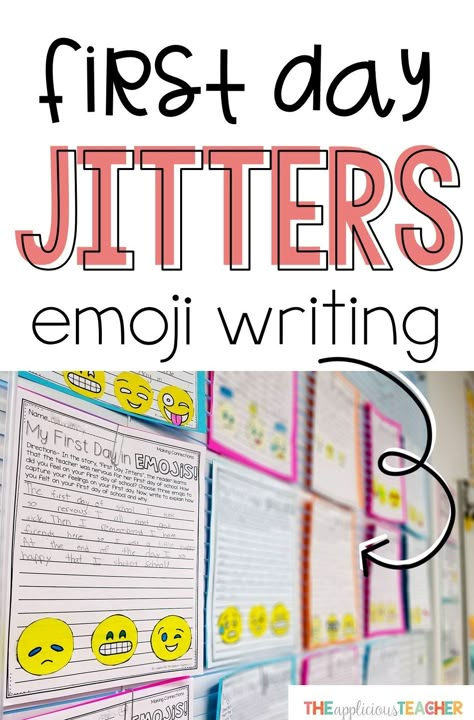 Great back to school writing activity for the first day! After reading the book, "First Day Jitters", students write about how they felt on the first day of school using emojis! School Olympics, First Day Jitters, Back To School Activity, First Day Activities, 3rd Grade Writing, First Week Of School Ideas, First Day Of School Activities, School Writing, Third Grade Classroom