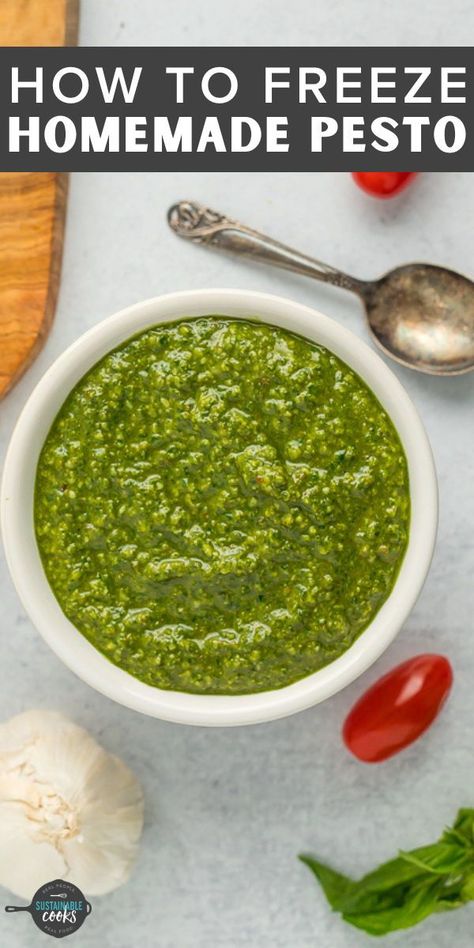 Learn all the tips and tricks for freezing pesto to save money and prevent food waste. A freezer stash of frozen pesto opens the door to amazing meals packed with flavor. Freezer Pesto Recipe, Whole30 Pesto, Freezing Garlic, Freezing Pesto, Pesto Sauce Recipe, Homemade Pesto Recipe, Wheat Pizza Dough, Wheat Pizza, Prevent Food Waste