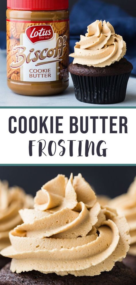 Cookie Butter Buttercream Frosting, Cookie Butter Icing Recipe, Cookie Butter Cream Cheese Frosting, Cookie Butter Frosting Recipes, Cookie Butter Cake Filling, Things To Do With Cookie Butter, Cookie Butter Ganache, Biscoff Icing Recipe, Biscoff Frosting Recipe