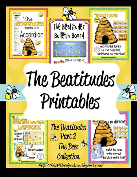 Beatitudes For Kids, The Beatitudes, Bee Classroom, Church Bulletin Boards, Sunday School Kids, Preschool Bible, Sunday School Activities, Childrens Bible, Bible Lessons For Kids