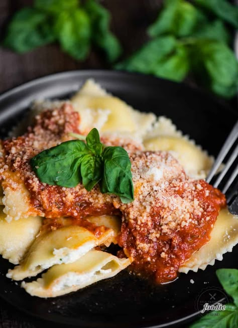 Homemade Four Cheese Ravioli is the best dinner recipe! Flavorful Italian cheeses perfectly wrapped in homemade pasta dough is pure comfort food! #ravioli #homemade #recipe #filling #cheese 4 Cheese Ravioli Recipe, Four Cheese Ravioli Recipe, 4 Cheese Ravioli, Four Cheese Ravioli, Cheese Ravioli Recipe, Ravioli Recipe Homemade, Homemade Pasta Dough, Cheesy Pasta Recipes, Ravioli Filling